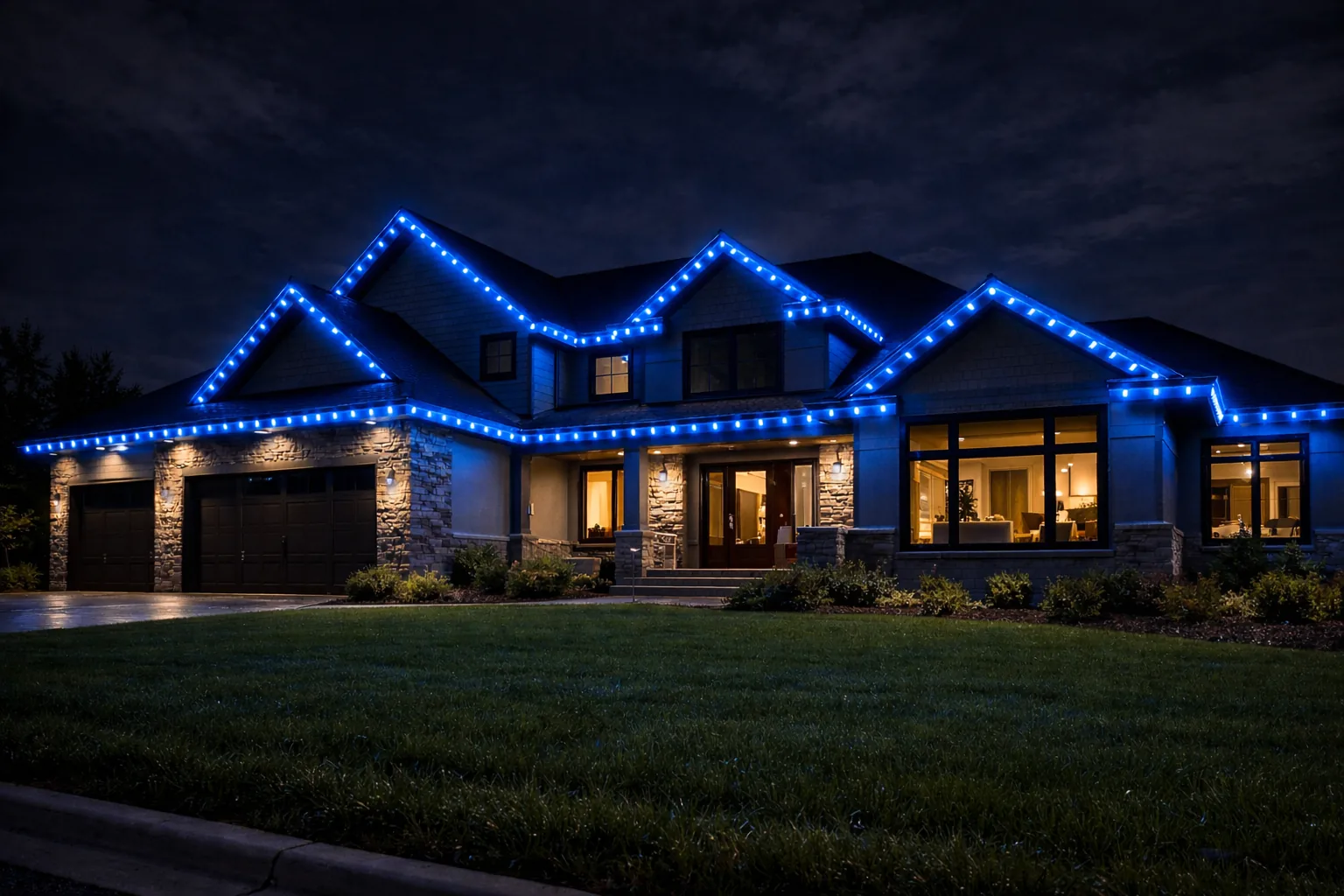 Customizable color roofline lighting Corpus Christi TX